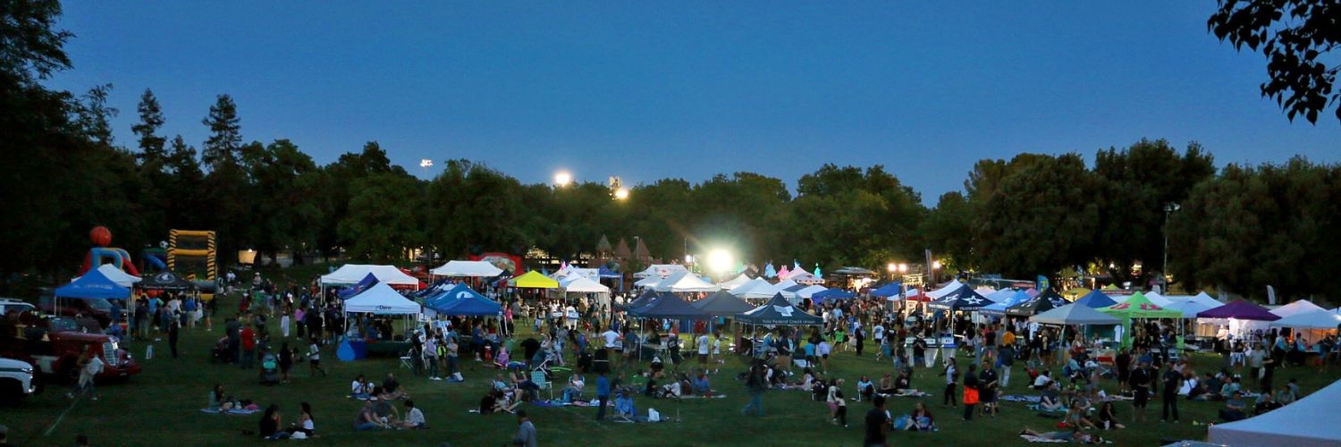 Davis community event at twilight