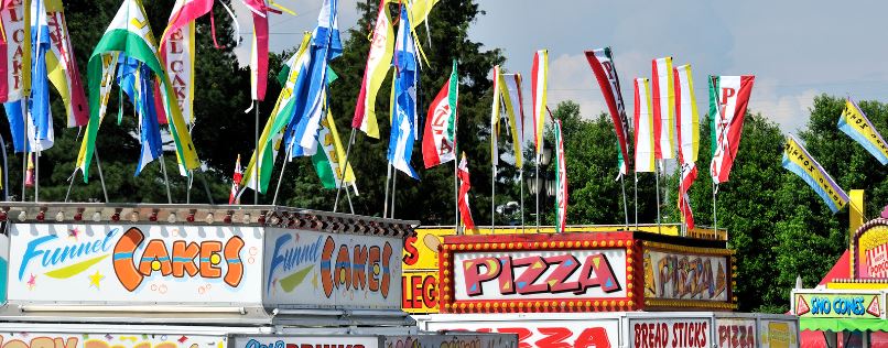 Colorful flags at Davis fair