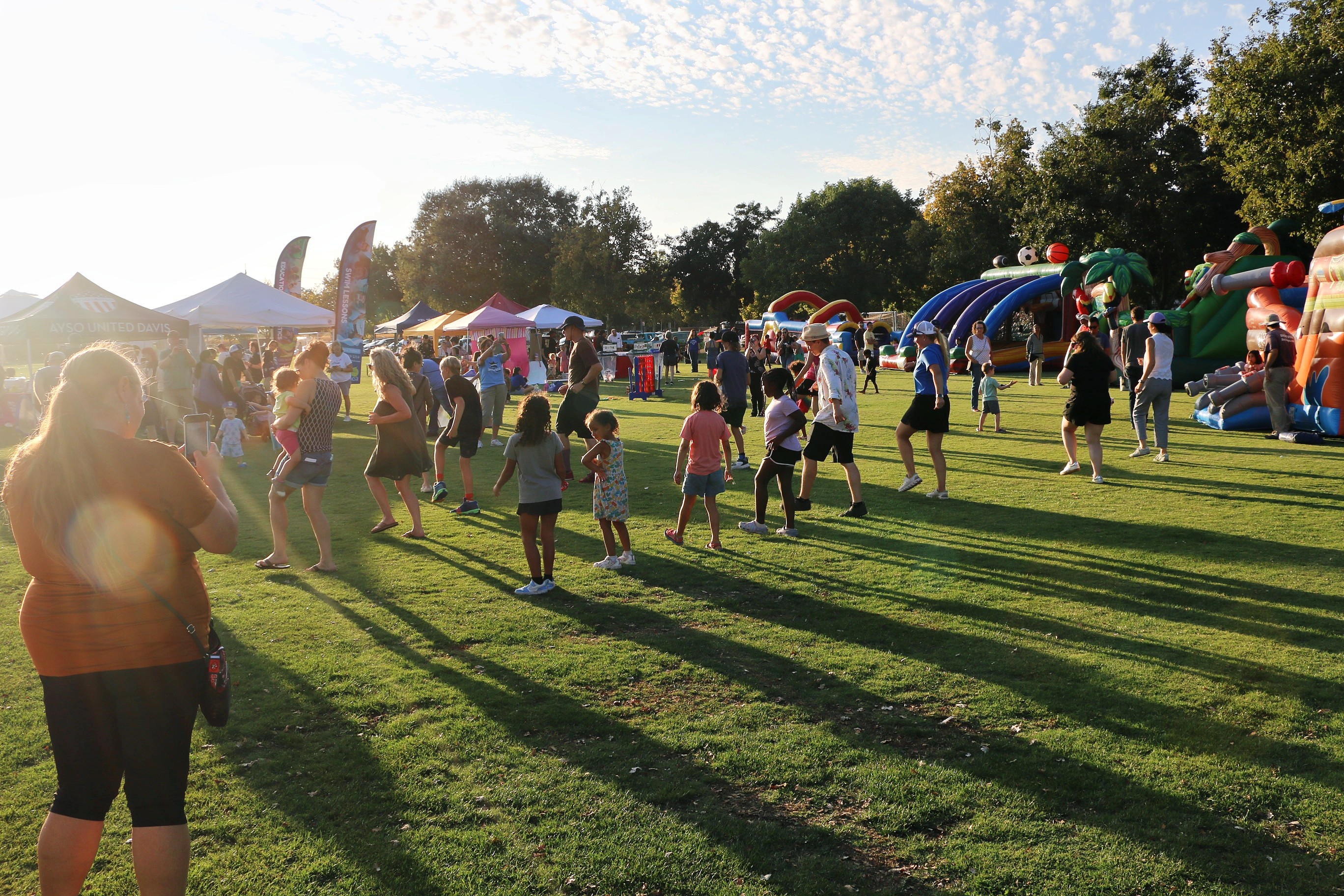 Davis community event at golden hour